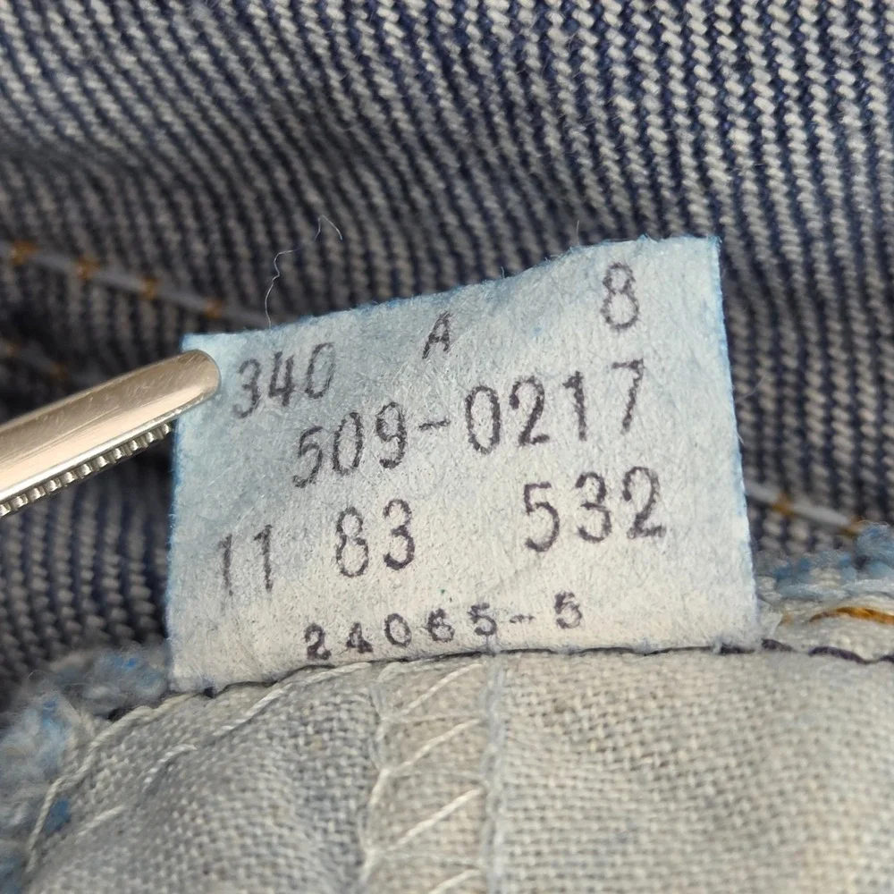 Vintage Levis 509 Jeans 38x32 Blue Orange Tab 80s USA Made Straight Leg 509-0217